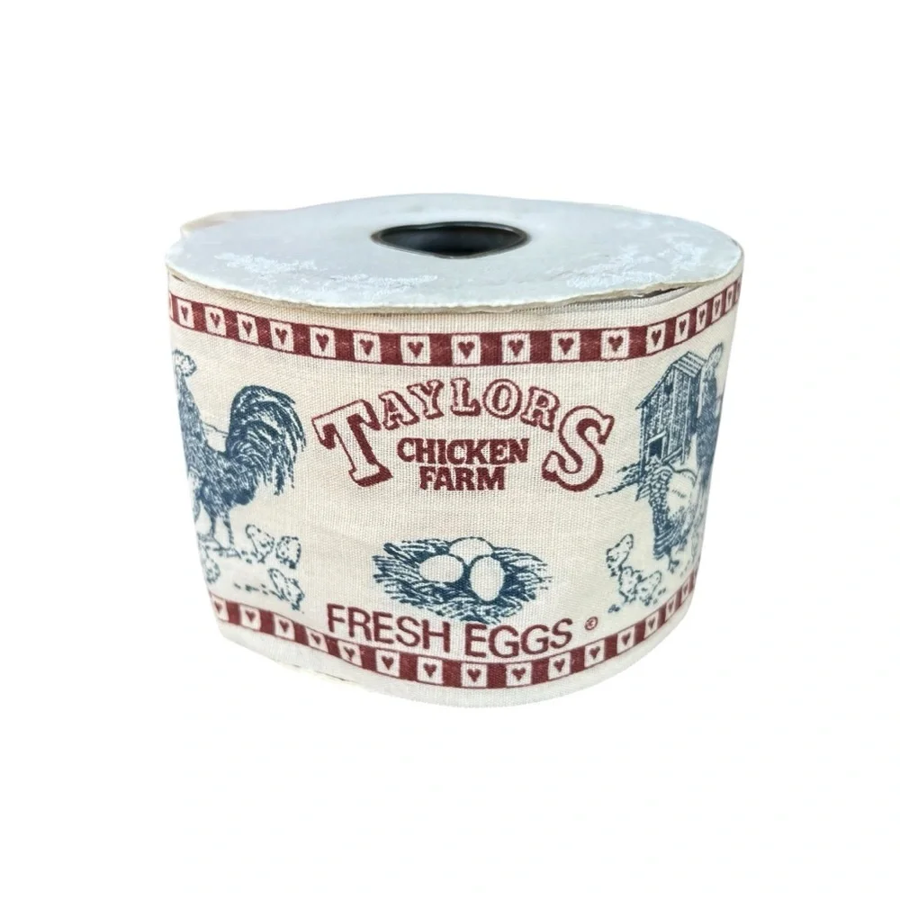 VTG Taylor’s Chicken Farm Decorative Farmhouse Ribbon 2 3/4” Wide Country Read